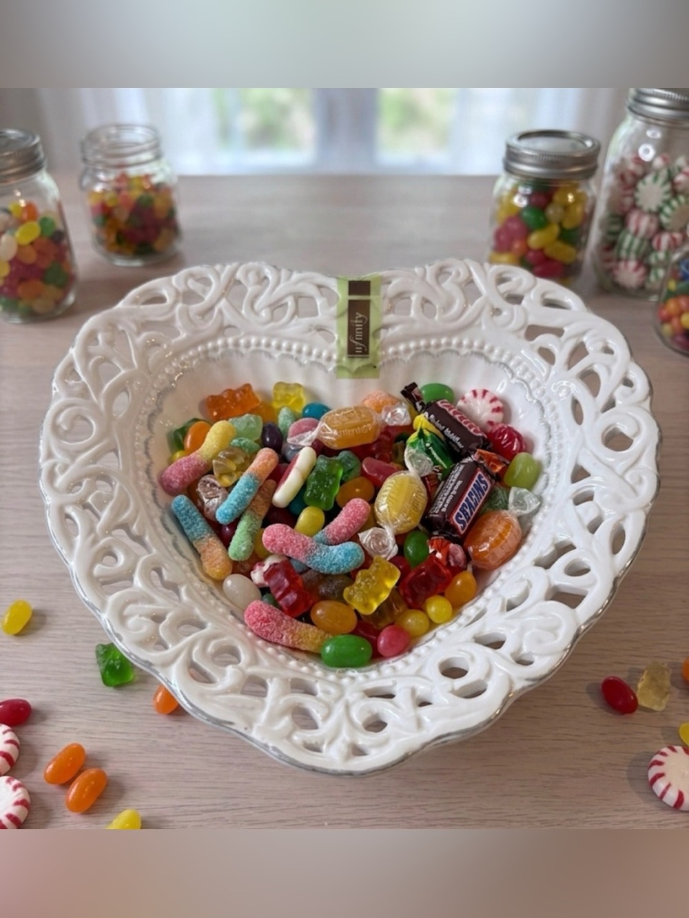 White Ceramic Heart-Shaped Candy Bowl